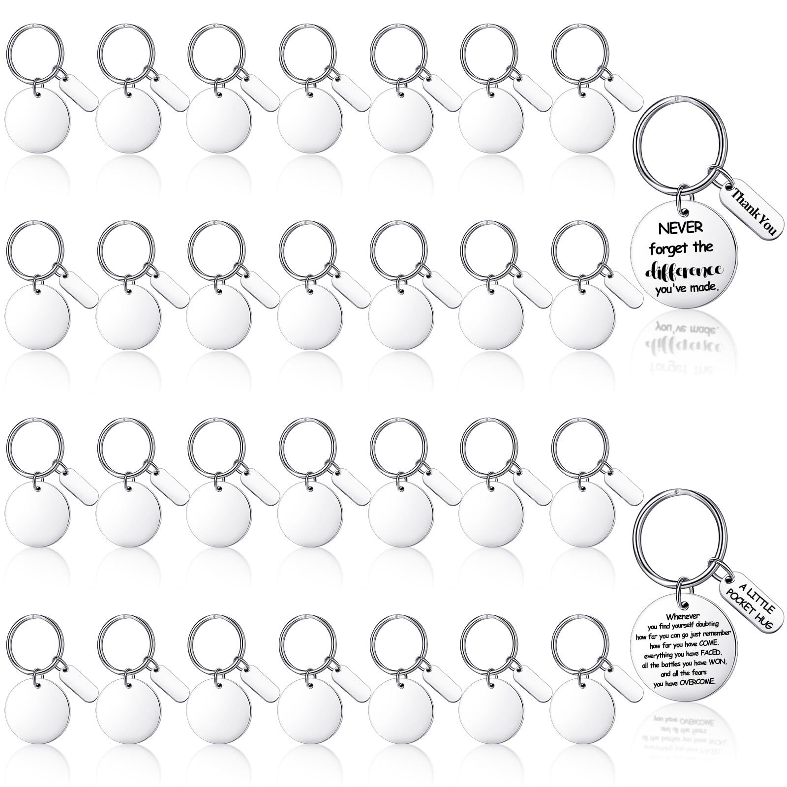 Gisafai 30 Pcs Engravable Metal Keychain Blanks Laser Round, Silver