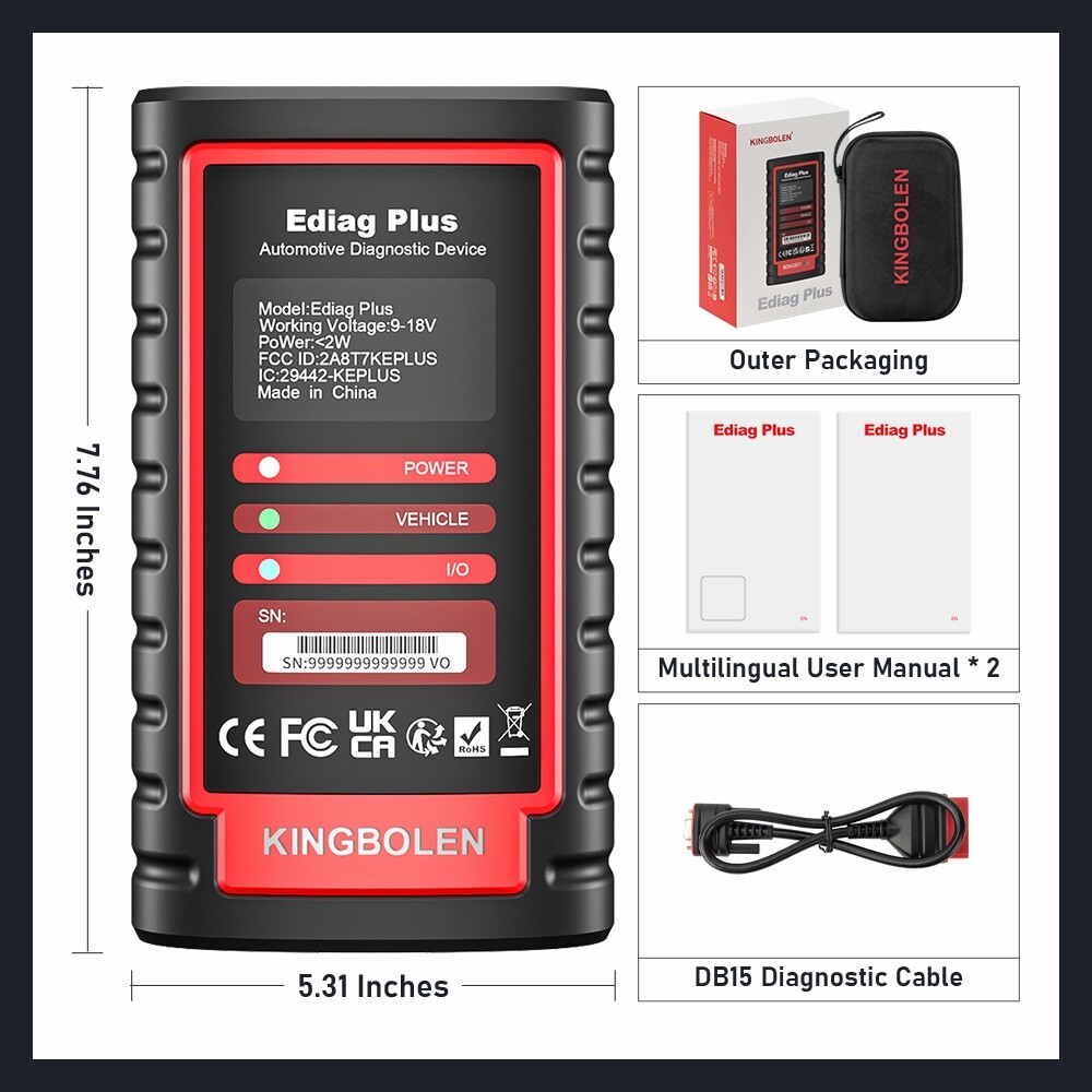 KINGBOLEN Ediag Plus OBD2 Scanner Car Diagnostic Tool IMMO Coding as Thinkdiag 2