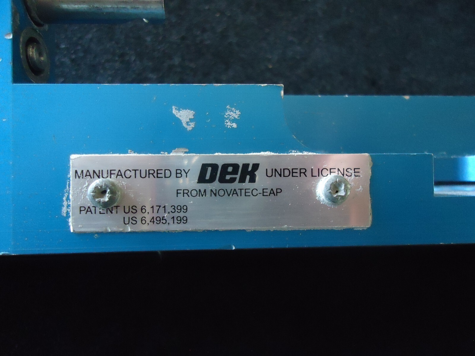 2 DEK Screen priner tooling. From Novatec-EAP