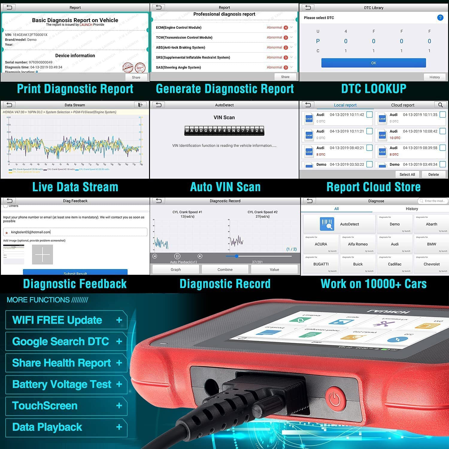LAUNCH CRP129i OBD2 Scanner ABS SRS Car Diagnostic Tool TCM Engine Code Reader