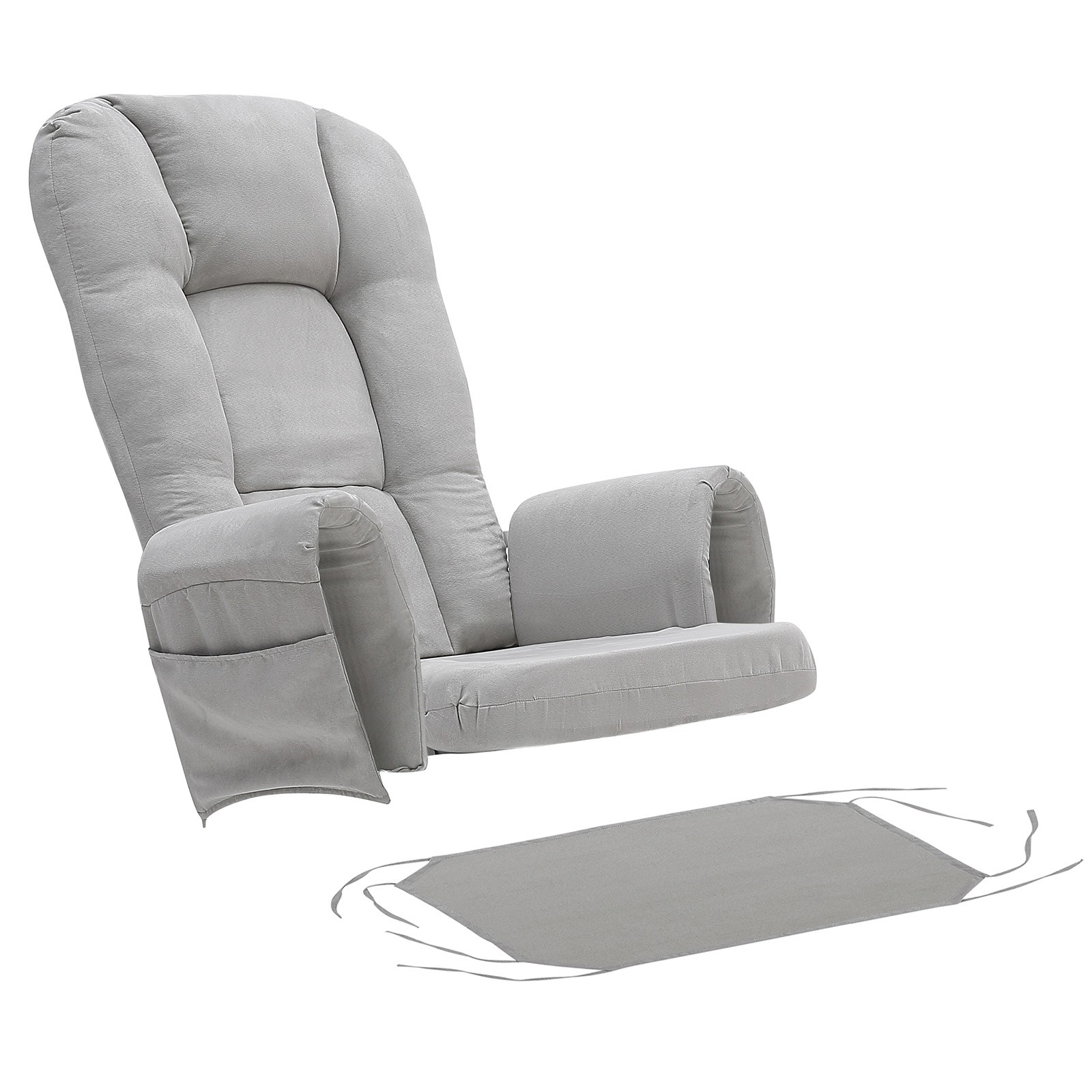 Suede Glider Rocker Replacement Cushions w/ Storage Back/Seat/Ottoman/Arms 5Pcs