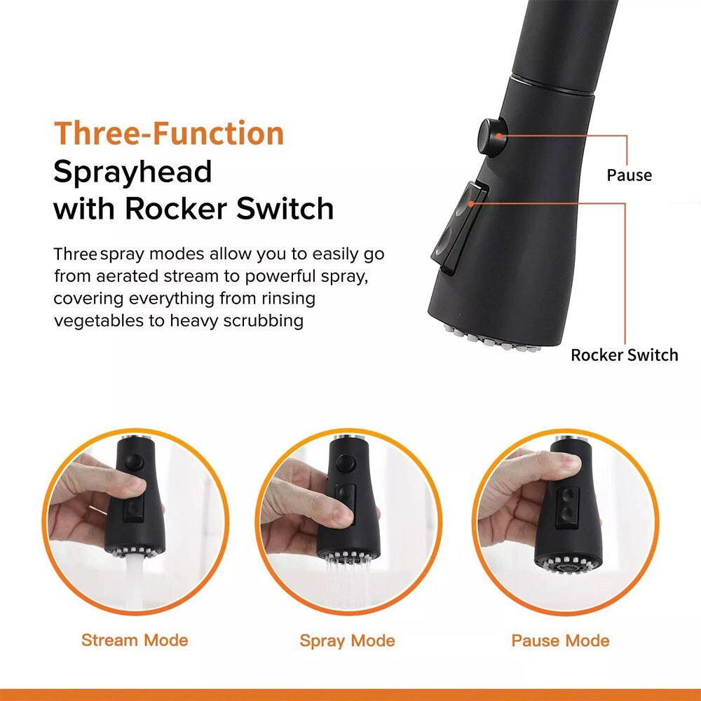 Matte Black Touch Sensor Kitchen Faucet Pull Down Sprayer Single Hole Mixer Tap