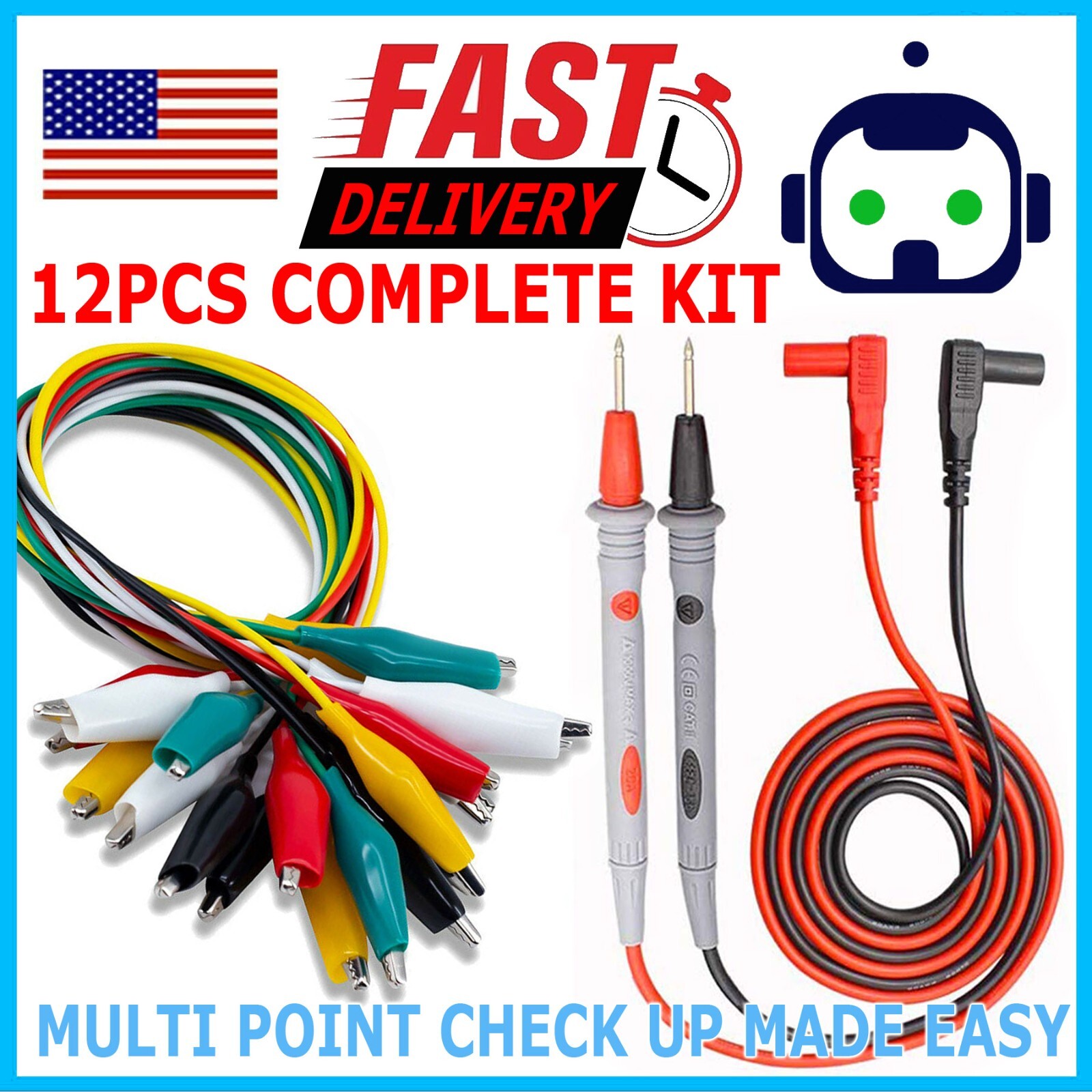 Multimeter Test Leads for Fluke Meter Electrical Alligator Clip Probes 1000V 20A