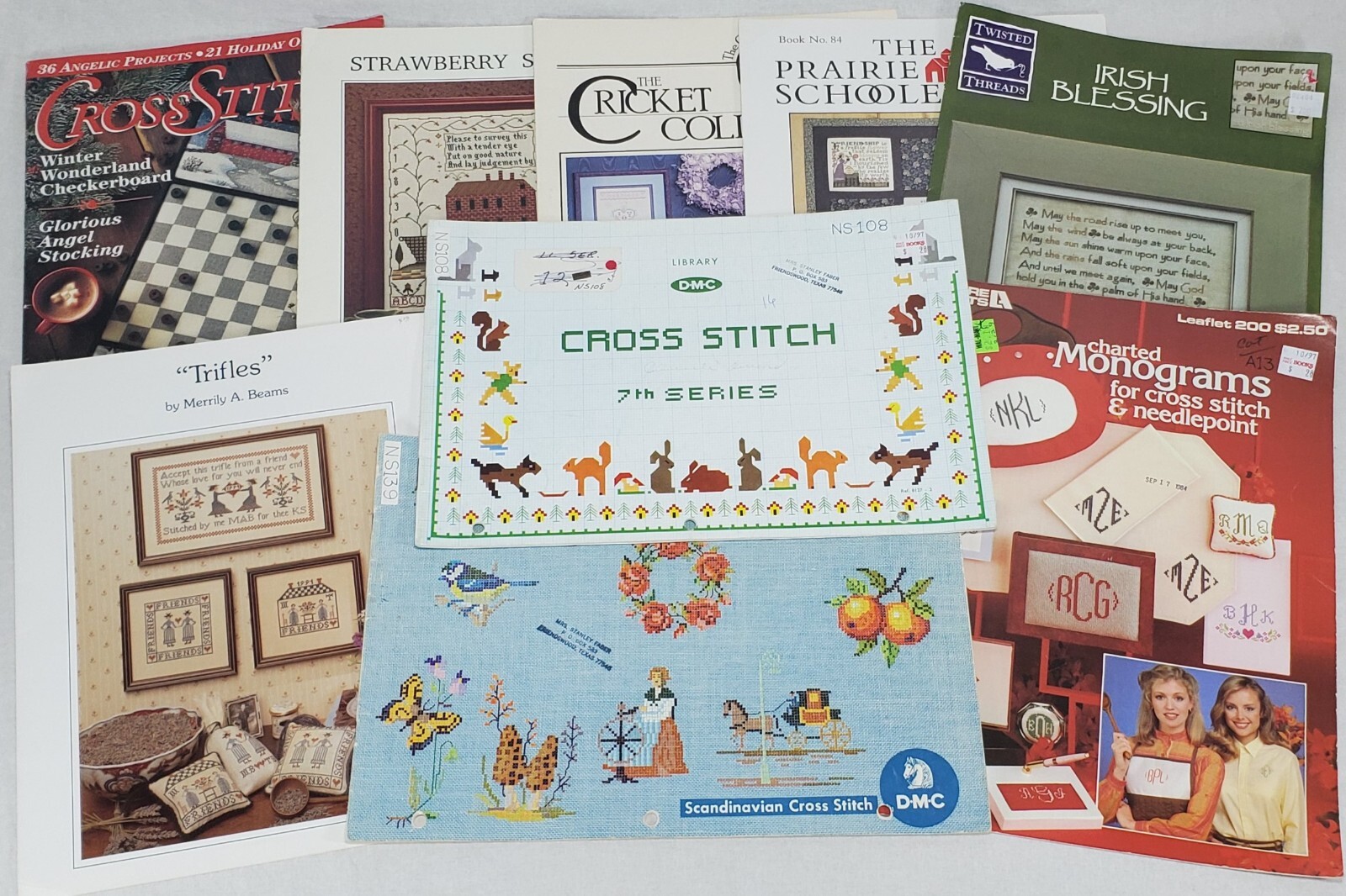 Lot of 9 Needlepoint & Cross Stitch Design Pattern Books & Samplers