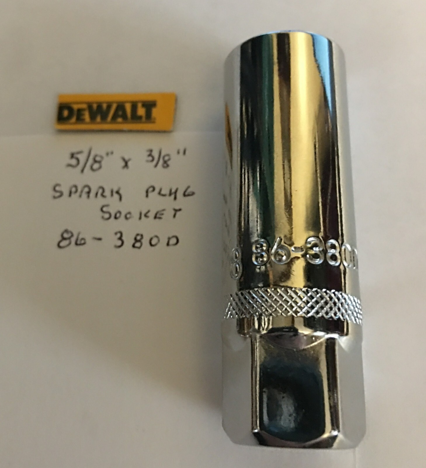 DeWalt 5/8" x 3/8" Dr Deep Polished Chrome Spark Plug Socket 86-380D 6Pt