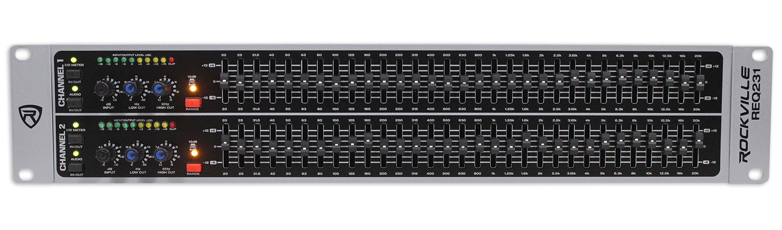 Rockville REQ231 Dual 31 Band 1/3 Octave Graphic Equalizer With Sub-Output!