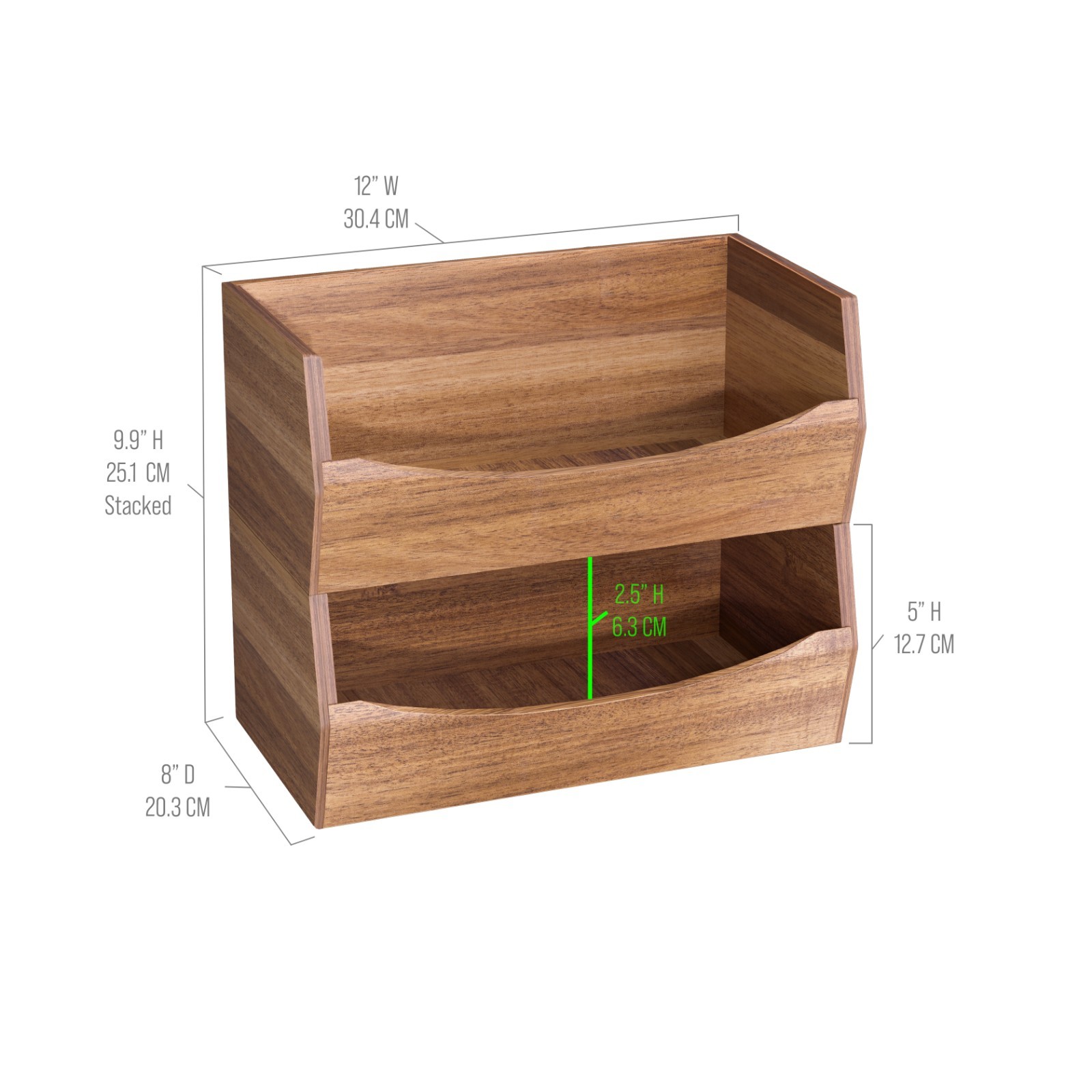 Seville Classics 2-Piece Stackable Acacia Bin Set