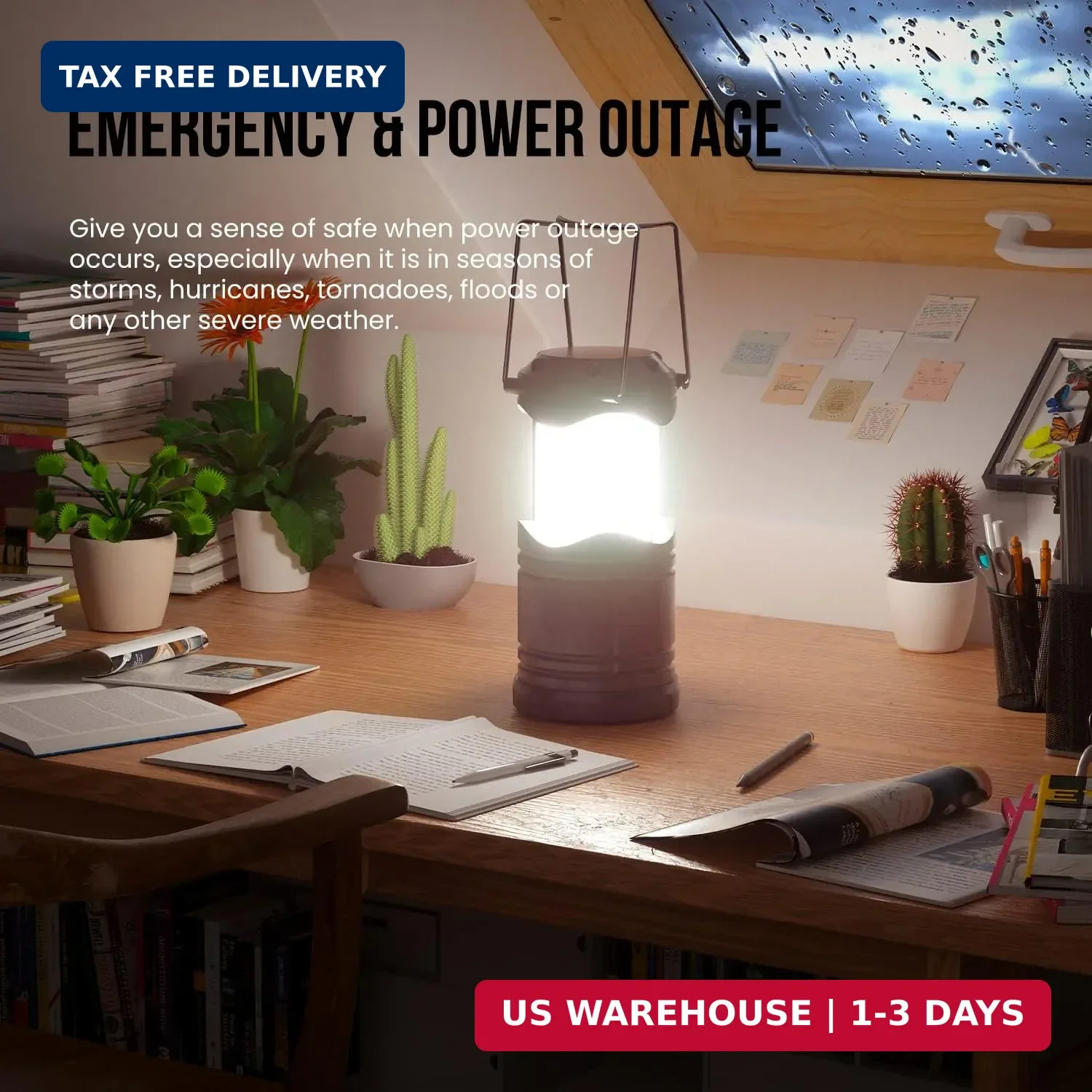 LED Camping Lantern, 4 Pack Battery Powered Flashlight for Power Outages