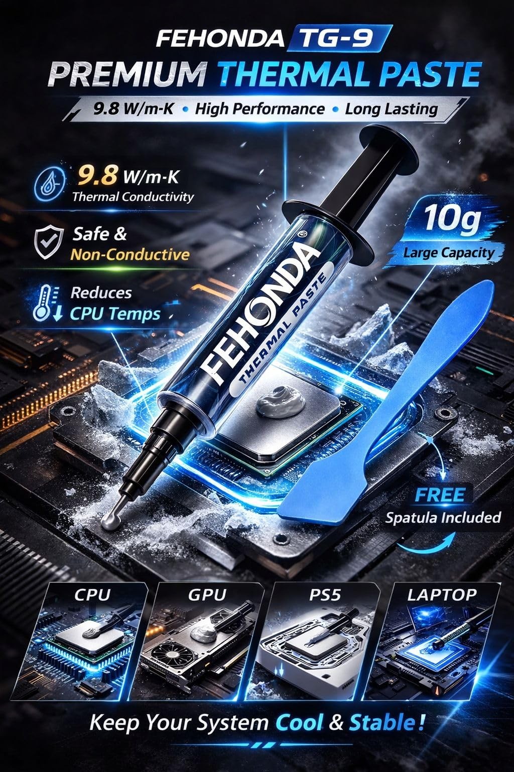 Thermal Paste 10g – 9.8 W/m·K Ultimate High Performance CPU Thermal Compound,...
