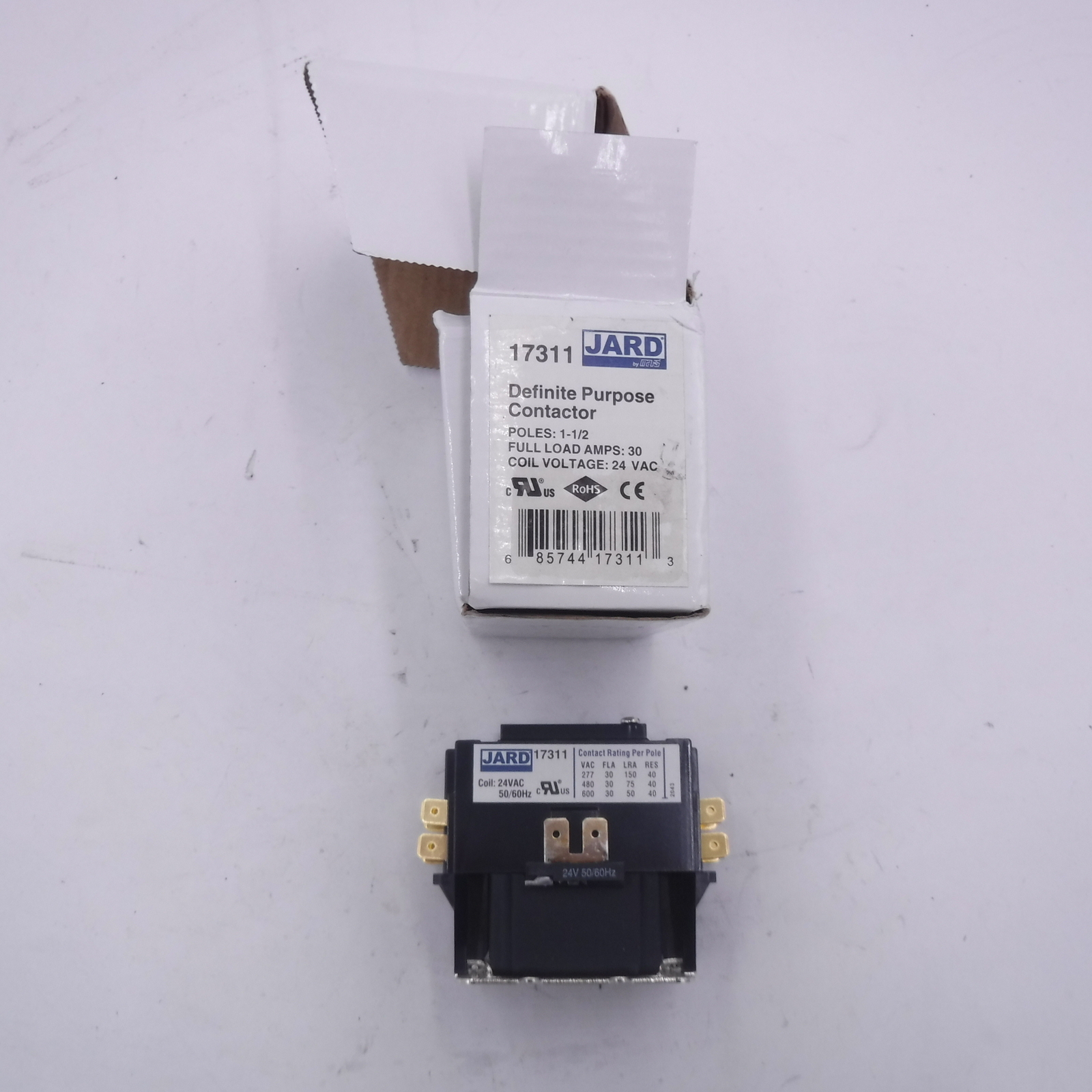 Jard 17311 Definite Purpose Contactor 1-1/2 Poles 30 Amps 24 Vac