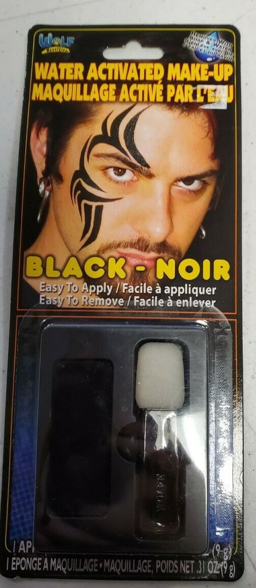 Water Activated Makeup Black Halloween Costume Base Cake Greaseless Face Paint