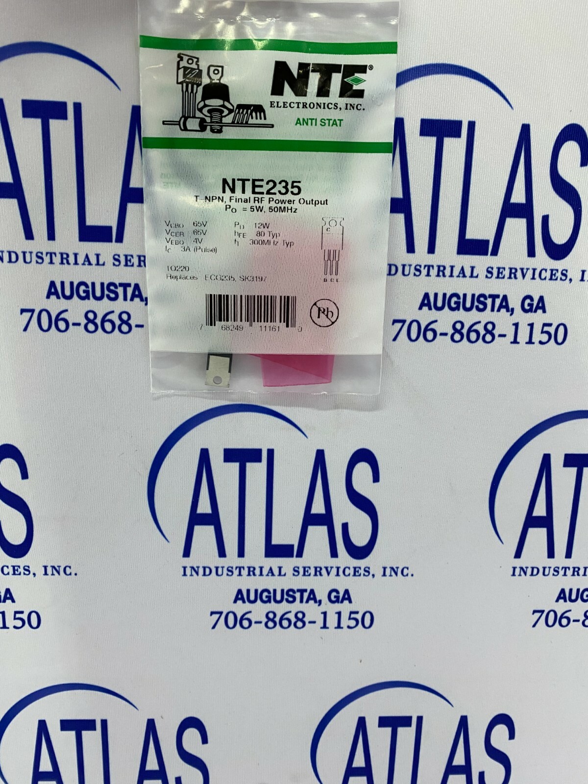 NTE NTE235 TRANSISTOR NPN SILICON 65V IC=3A TO-220 CASE PO=4W 27MHZ RF POWER AMP