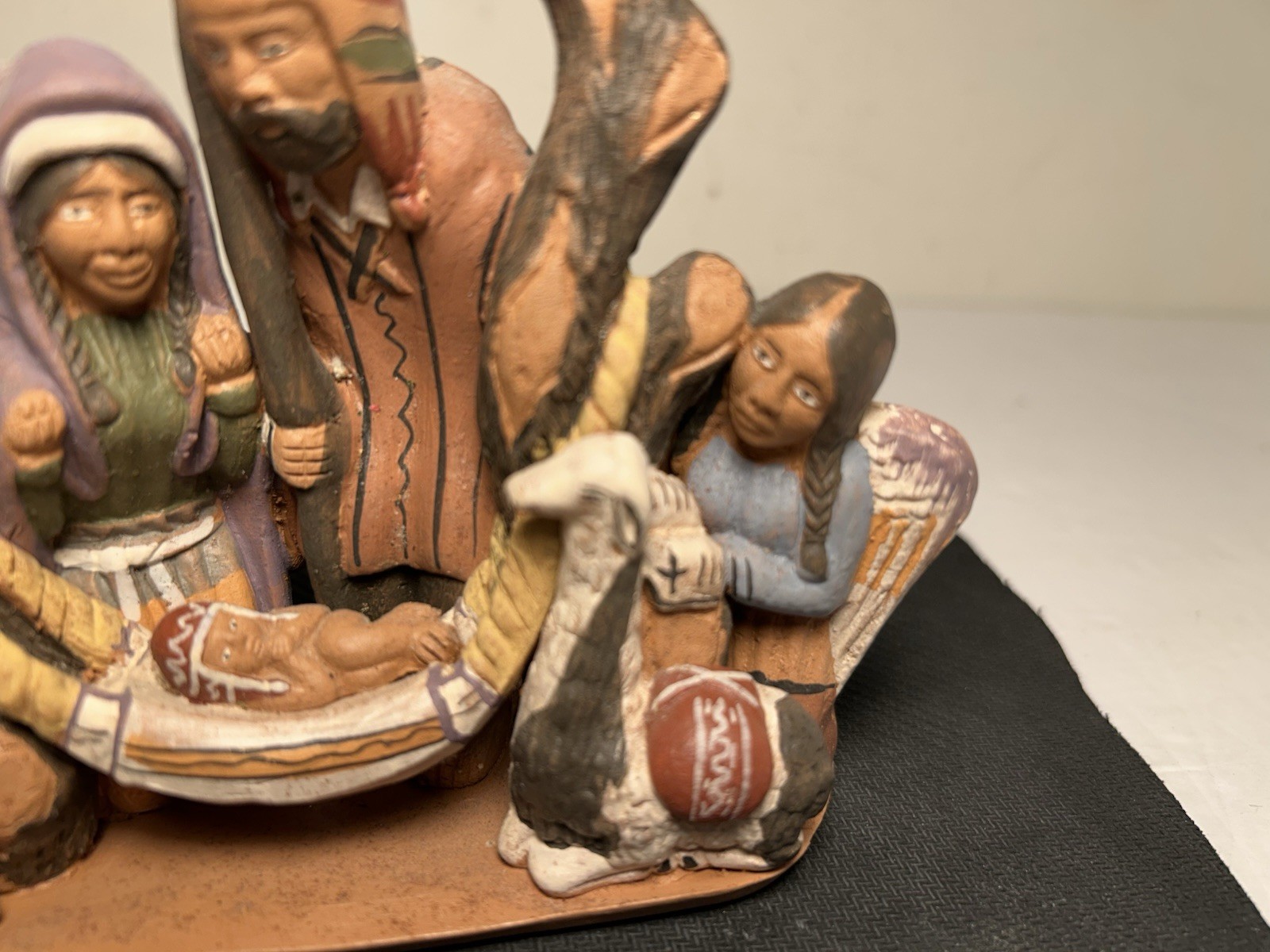 Peruvian Style Clay Folk Art Nativity Creche Figurine Sculpture 6” Holy Family