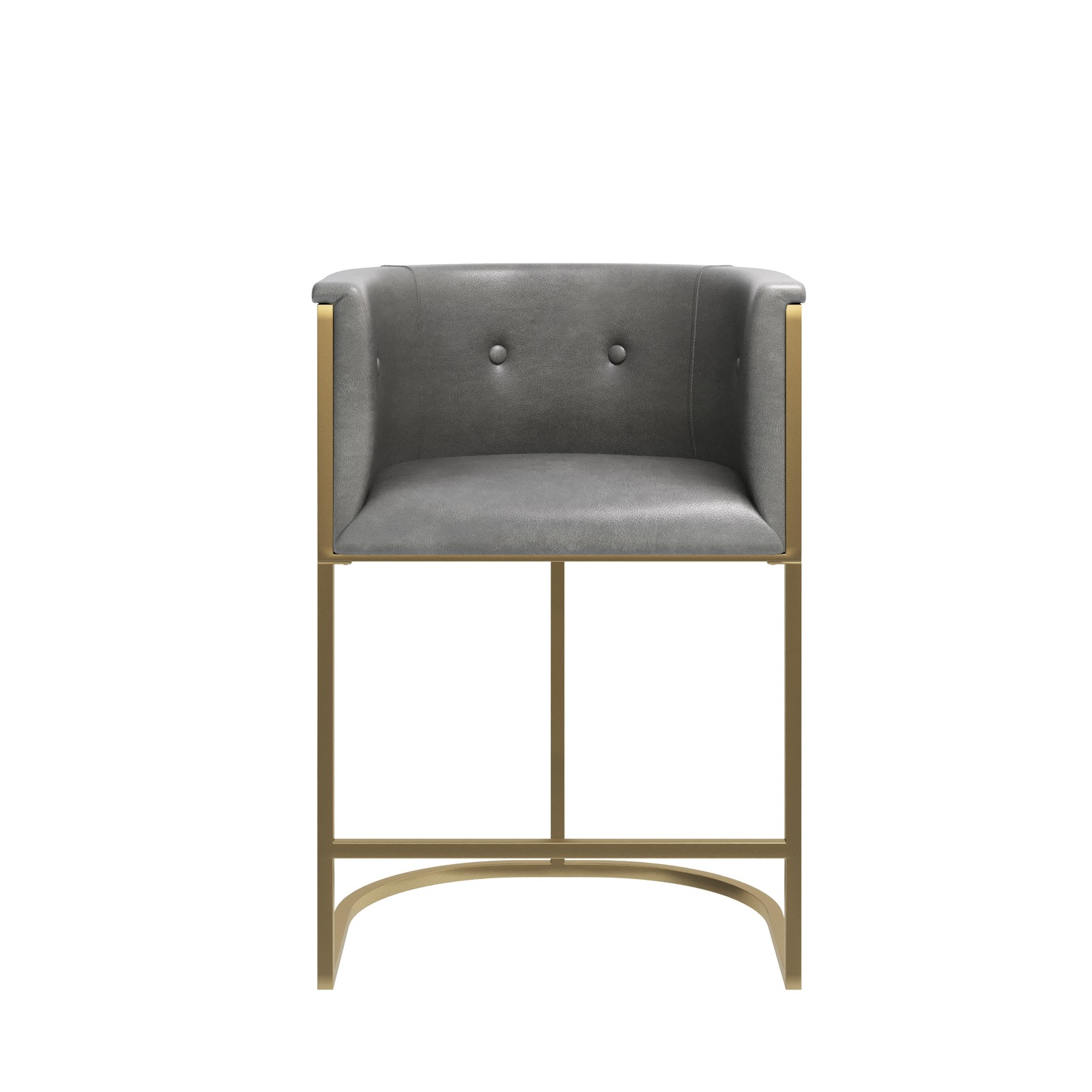 Manhattan 26" Counter Stool – Gray Faux Leather with Brass-Finish Metal Base