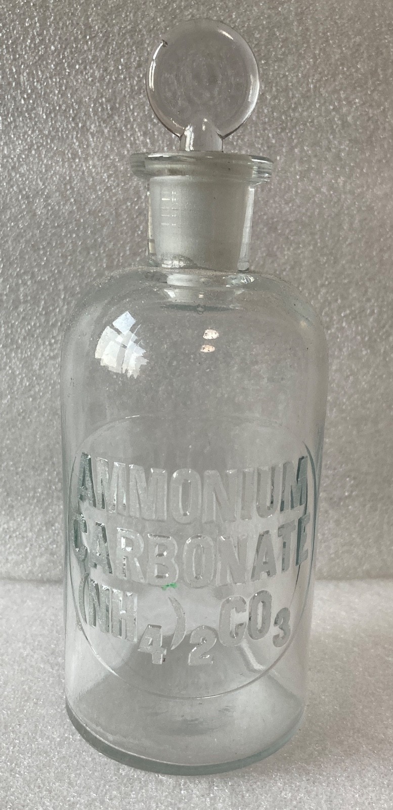 Antique Ammonium Carbonate Pharmacy Apothecary Laboratory Lab Bottle w/ Stopper