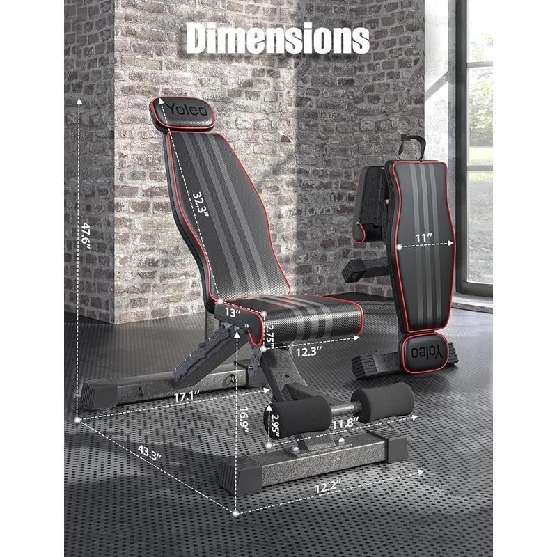 Adjustable Weight Bench 660LB Foldable Workout Bench Incline Decline Flat Bench