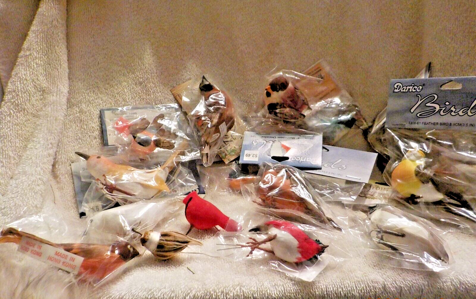 Lot of 14 colorful craft/floral birds  2" -4.5"   (lot#17)