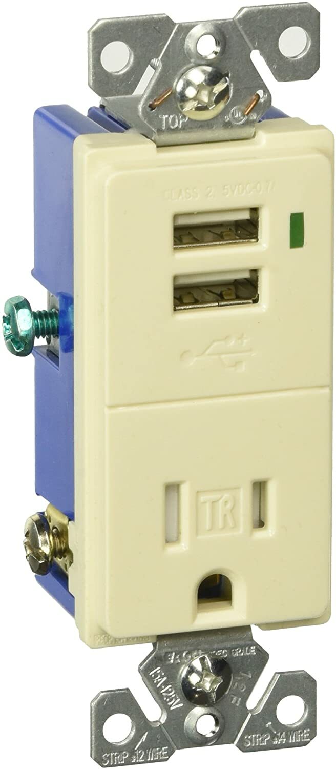 EATON TR7740LA ALMOND USB CHARGER WITH SINGLE RECEPTACLE *U11