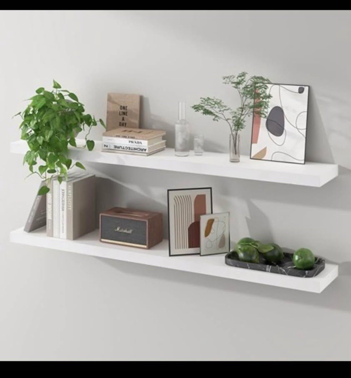 48 Inch Floating Wall Shelves for Bedroom Bathroom Wall Mounted Solid Wood Sh...