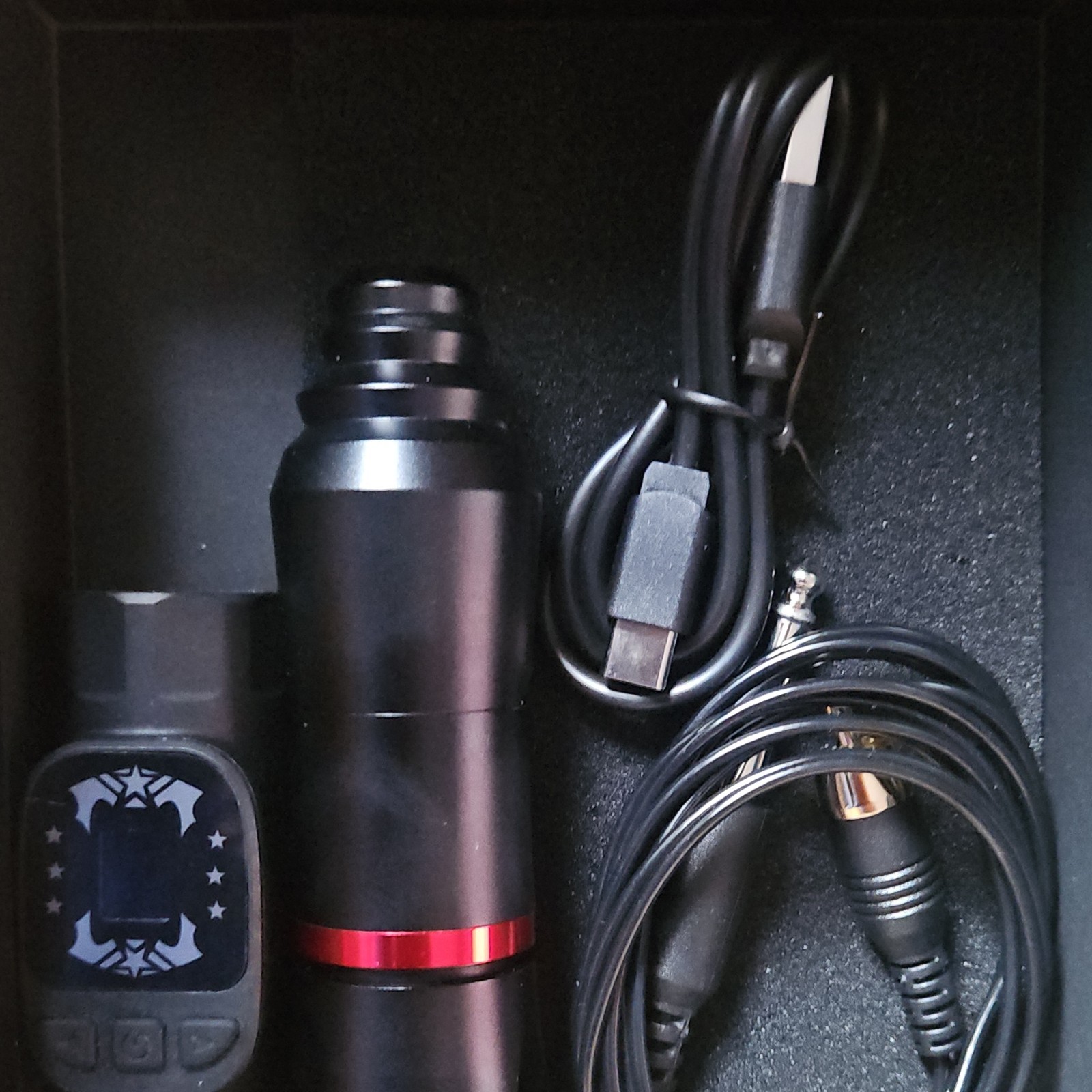black red lightweight tattoo pen aluminum power supply usb audio cable