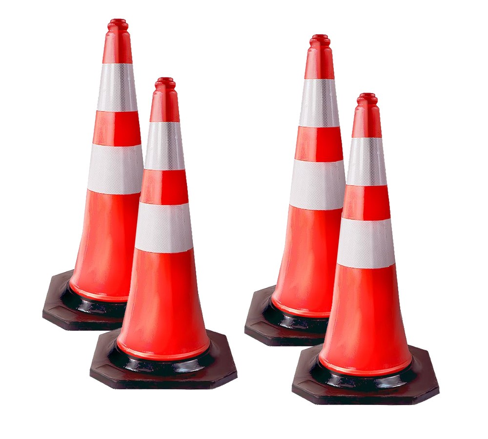 4 Pcs PVC Orange Traffic Safety Cones 28 Inch for Construction Parking Lot Road