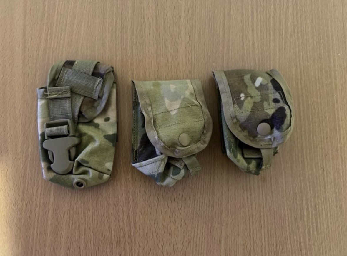Multicolor Tactical MOLLE Pouches Set of 3, Fabric, Buckle & Snap Closure