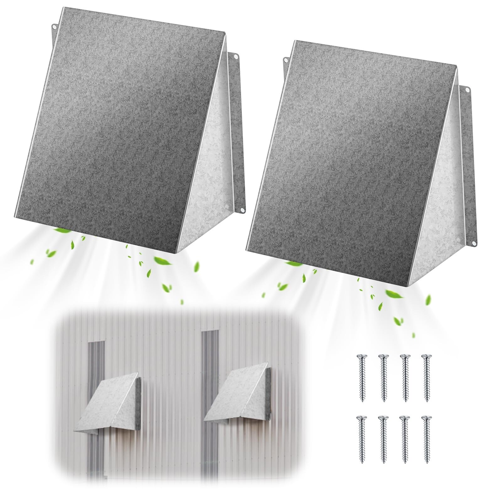 8 x 8 Inch Galvanized Steel Vent Cover Duct Exhaust/Inlet Rain Deflector Weat...