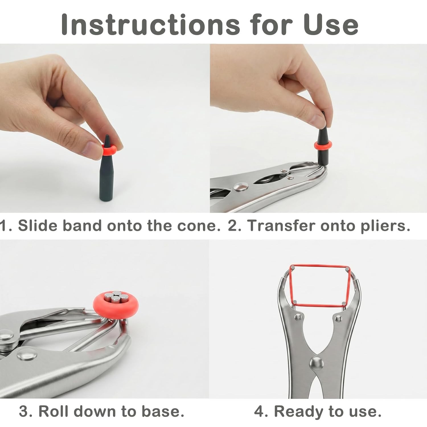 Goat Banding Kit, Livestock Castration Bander with Stainless Steel Expander Plie
