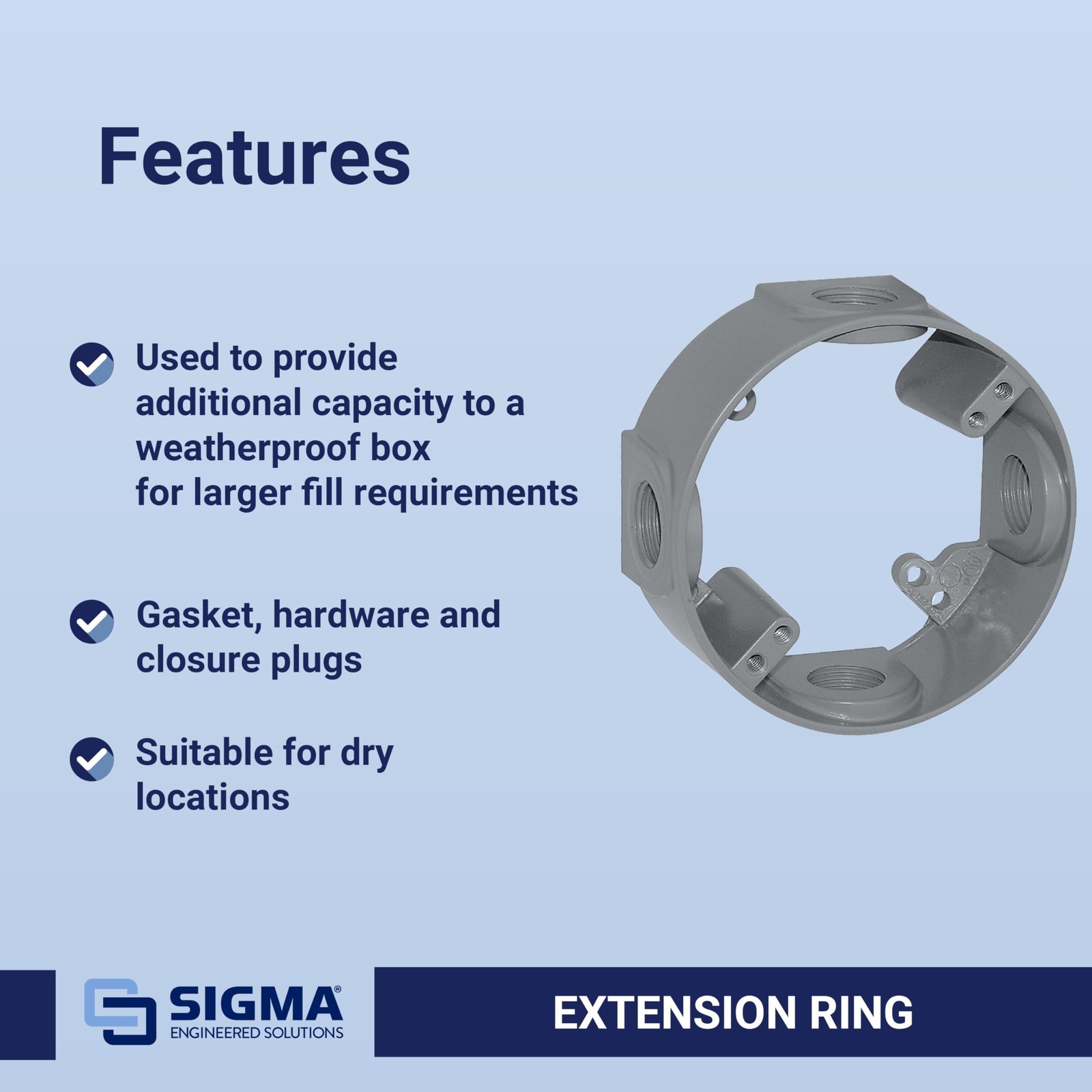 Sigma Engineered Solutions 14236 1/2-Inch 4 Hole Round Weatherproof Extension...