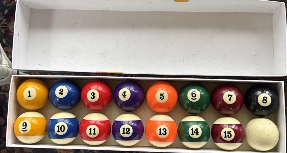 Eastpoint Billiard Pool Table Balls Full Set In Box! Game Room Sports VTG Balls