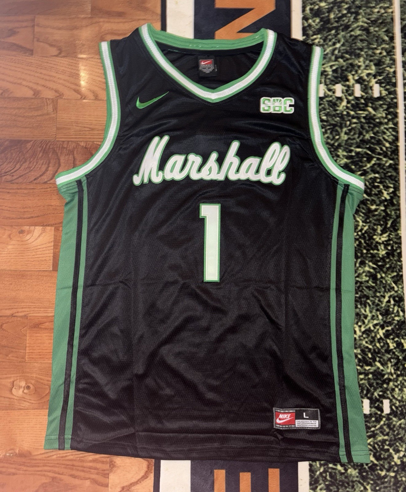 Marshall University Thundering Herd Black NCAA Jersey STITCHED NEW Size Large #1