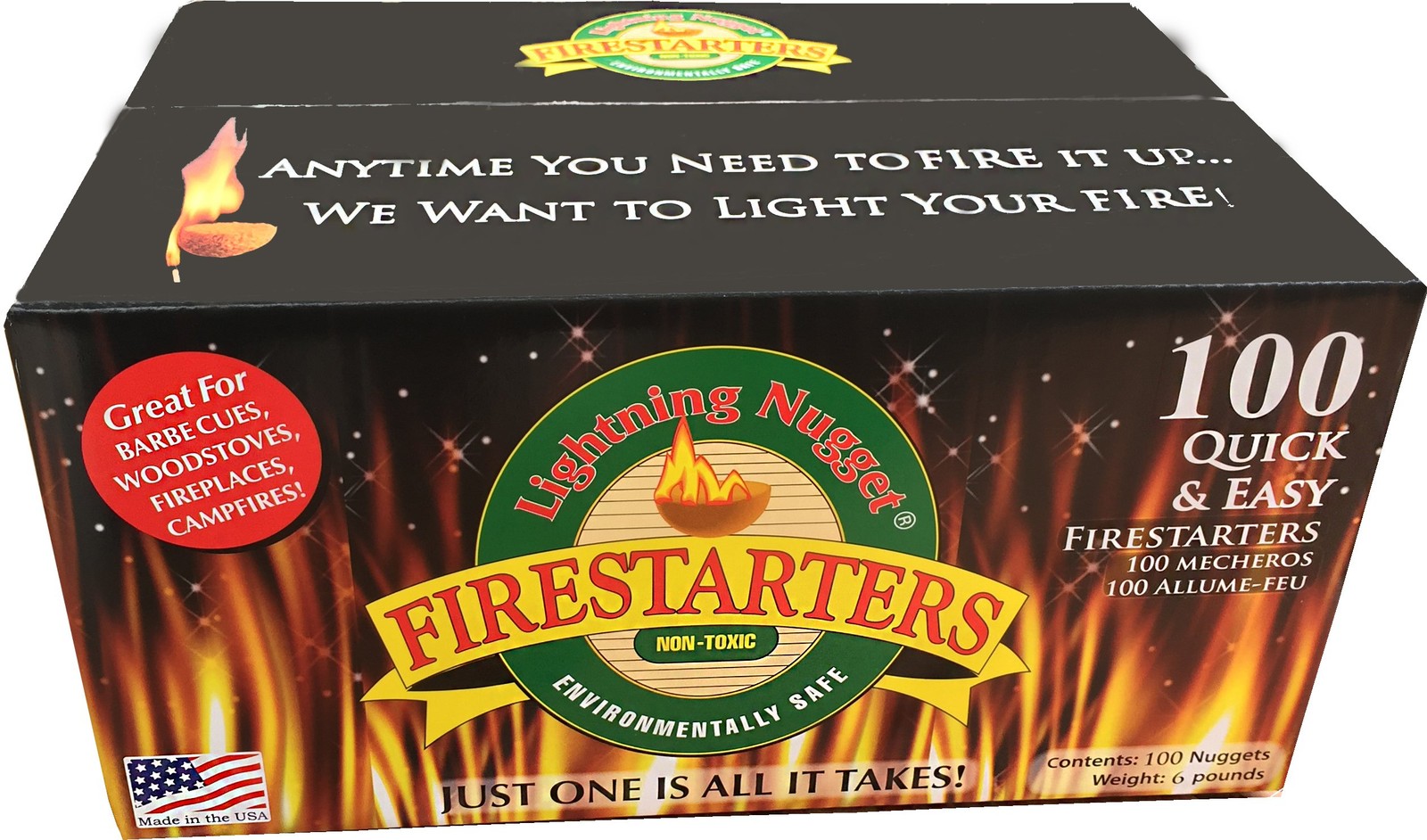 FIRE STARTER Tan Brown 100 Count LIGHTNING NUGGETS
