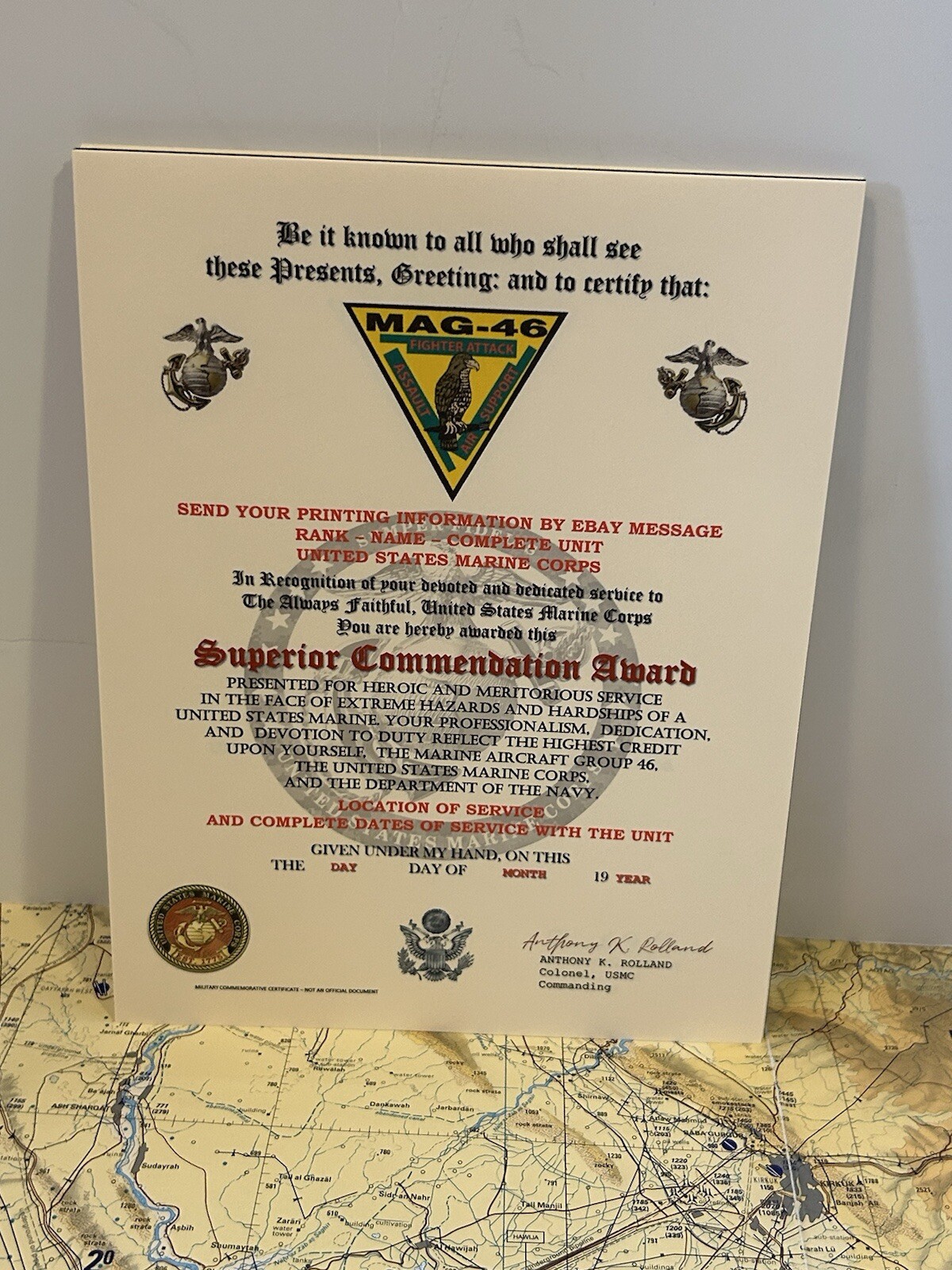U.S.M.C. / MARINE AIRCRAFT GROUP 46 - SUPERIOR COMMENDATION AWARD