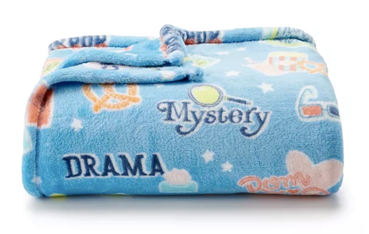 Movie Night Blue Soft Plush Throw Blanket 5' x 6 ft - Big One - New
