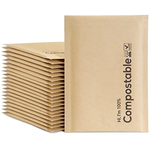 6x10 100% Biodegradable Bubble Mailers,25 Count Kraft #0 6x10'' 25PCS Brown