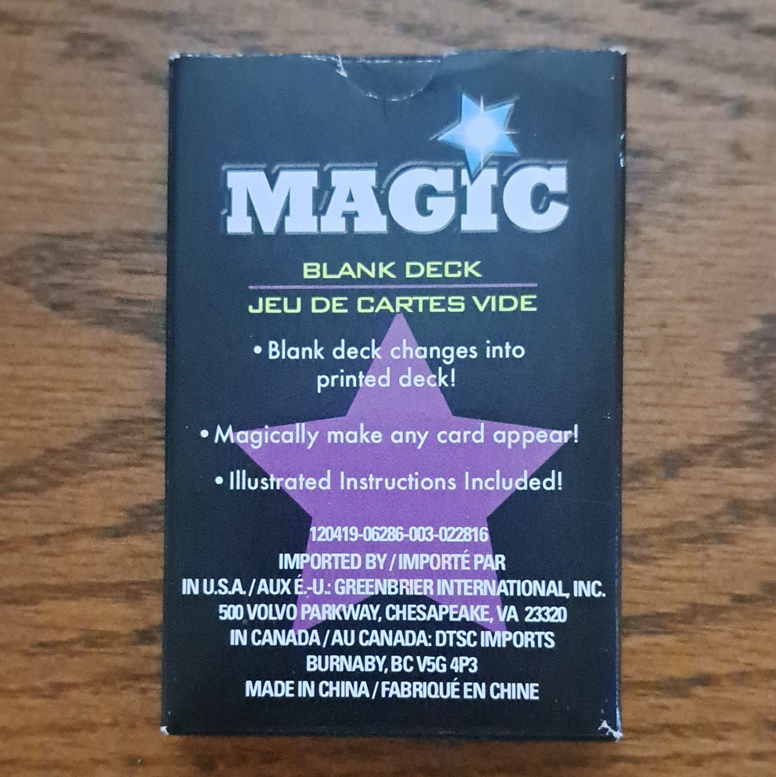 Greenbrier International Magic Blank Deck Trick Cards Set w/ *Instructions*
