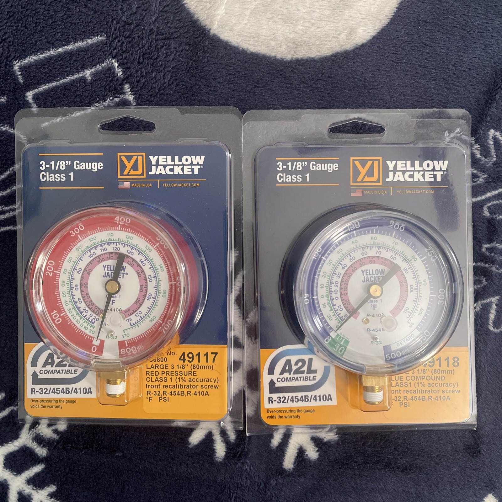 New Yellow Jacket /High and Low Pressure 3-1/8 Gauges class 1