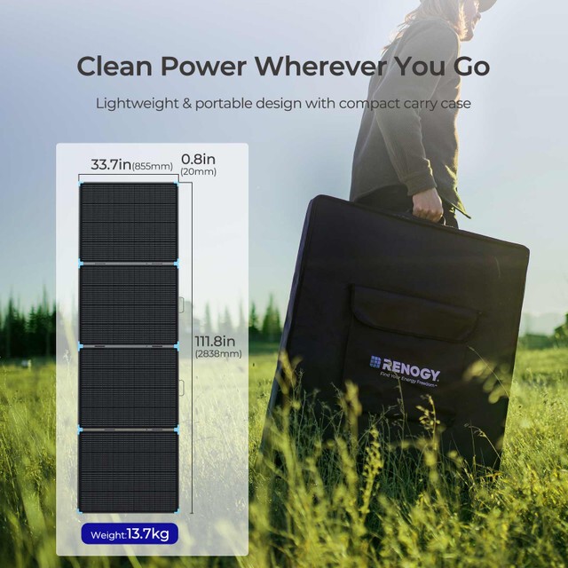 Renogy 400W Foldable Solar Panel Lightweight IP67 For RV Camping Off-Grid