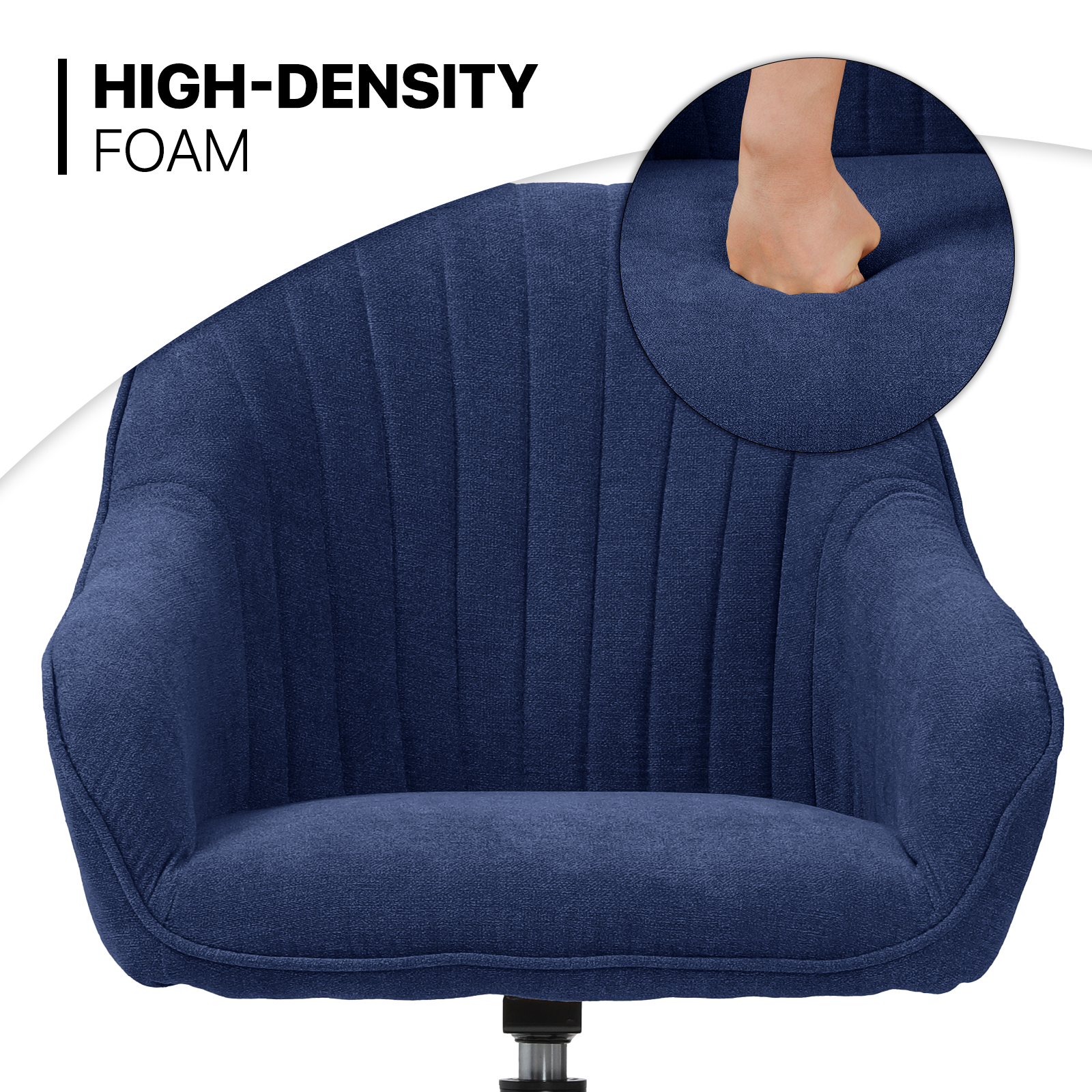 Swivel Accent Chair Modern Home Office Upholstered Armchair Wood Legs Navy Blue