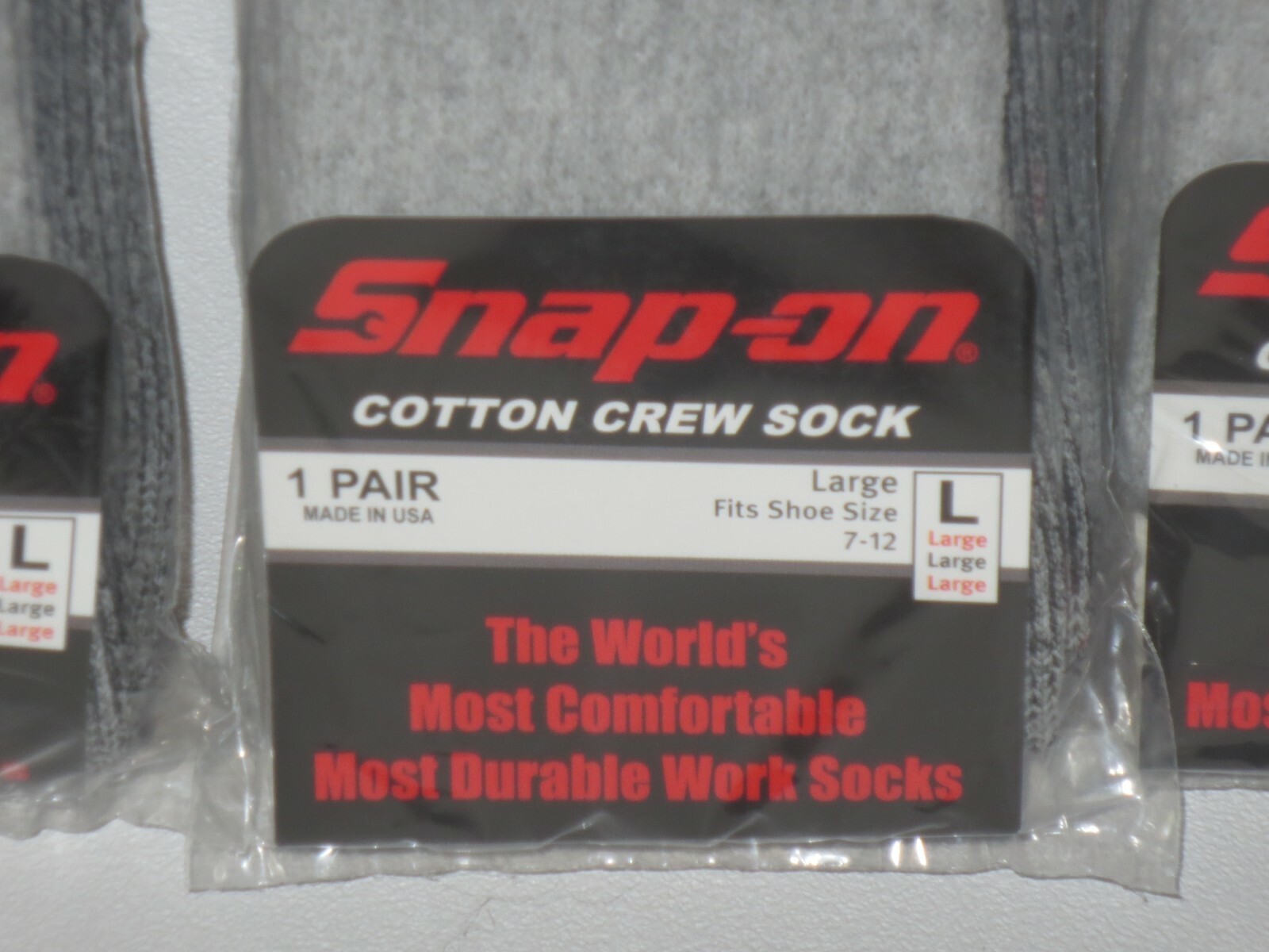 12 PAIRS Men's GRAY Snap-On Crew Socks LARGE ~ FREE SHIPPING ~ MADE IN USA *NEW*