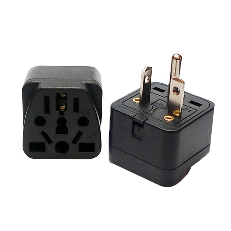 2-Pack Universal Travel Plug Adapter, US 6-20P, International to USA NEMA 6-2...