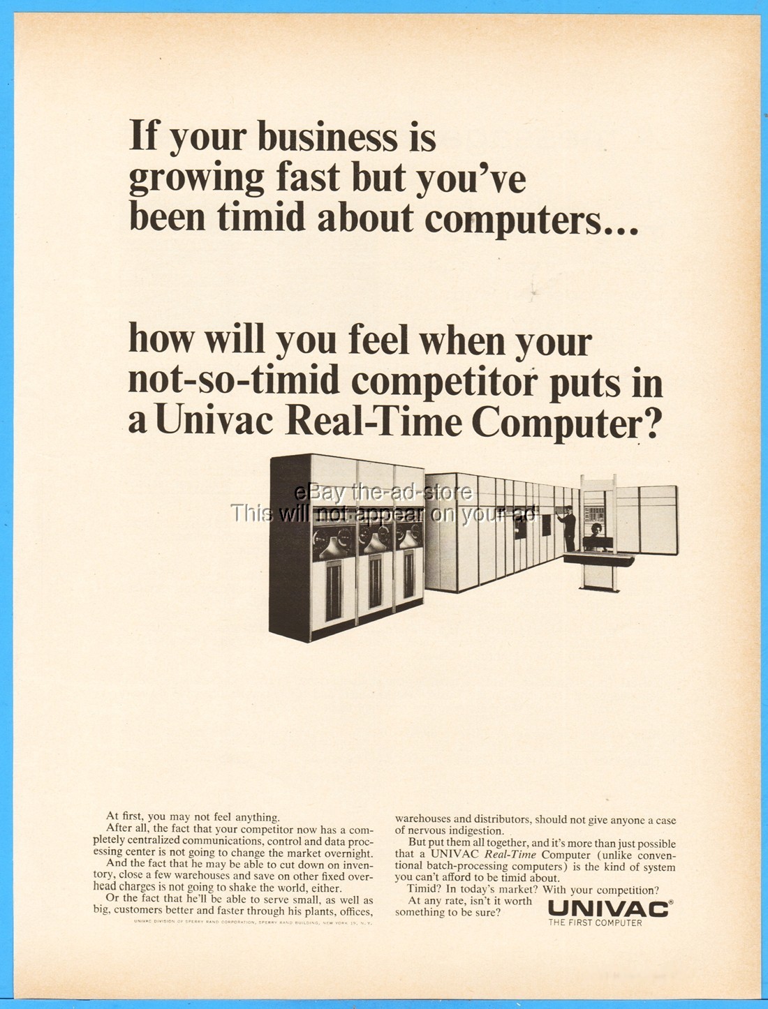 1964 Univac Real-Time Computer System Ad Sperry Rand Original 1960s Magazine Ad