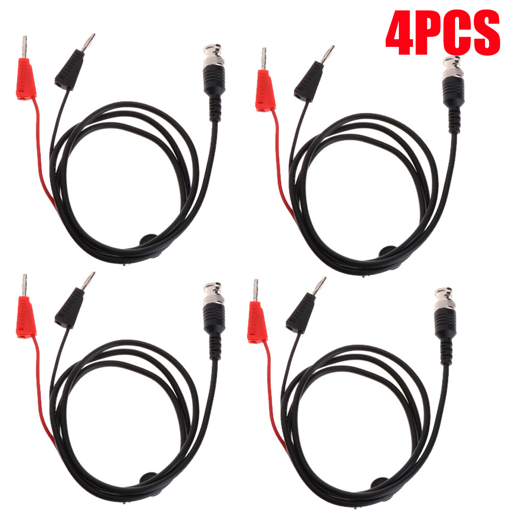 4X BNC to Dual 4mm Stackable Banana Plug with Socket Test Leads for Oscilloscope