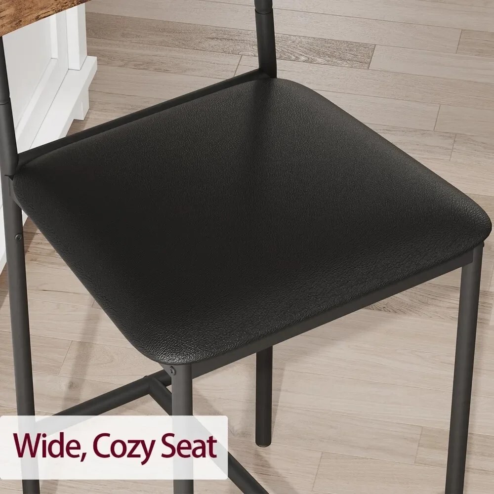 Dining Table Set for 1 Table and 2 Chairs, with 3 Storage Shelves Bar Table Set