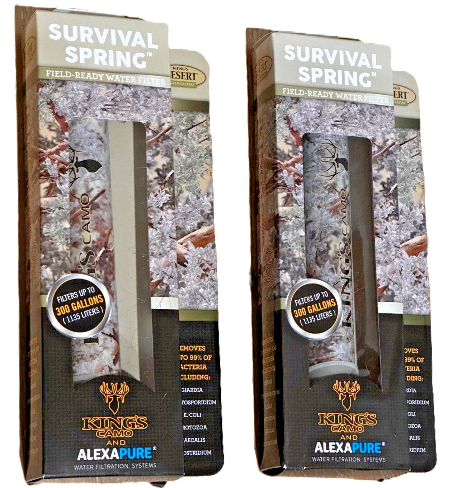 AlexaPure Survival Spring Field Ready Water Filtration - Set of 2 - 300 gal each