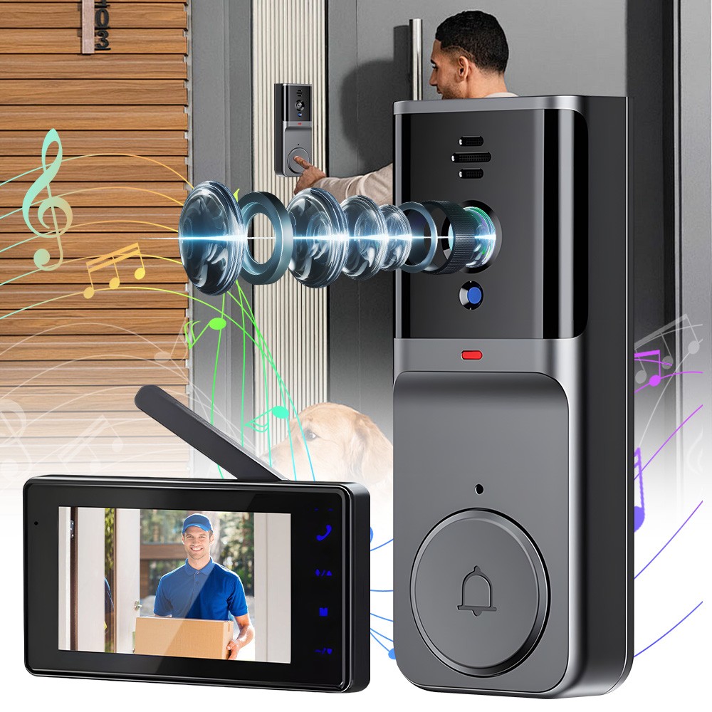 4.3" IPS Wireless Video Doorbell Camera Intercom No WiFi Infrared Night Vision