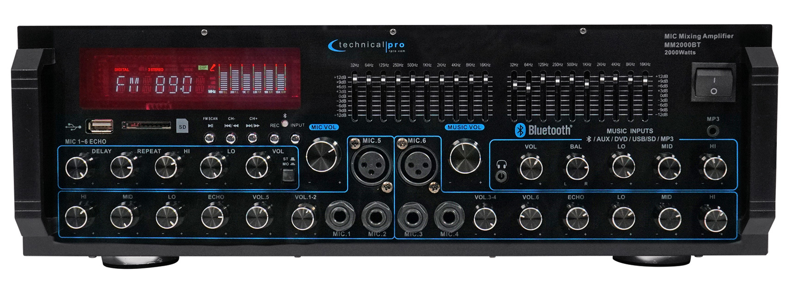 Technical Pro MM2000BT Bluetooth Karaoke Mixer System+(4) 6.5" Ceiling Speakers