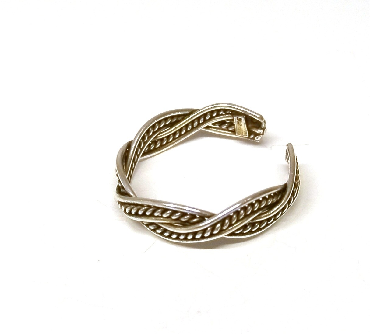 Handmade 925 Solid Sterling Silver Twisted Patterned Toe Ring - 4 mm Wide