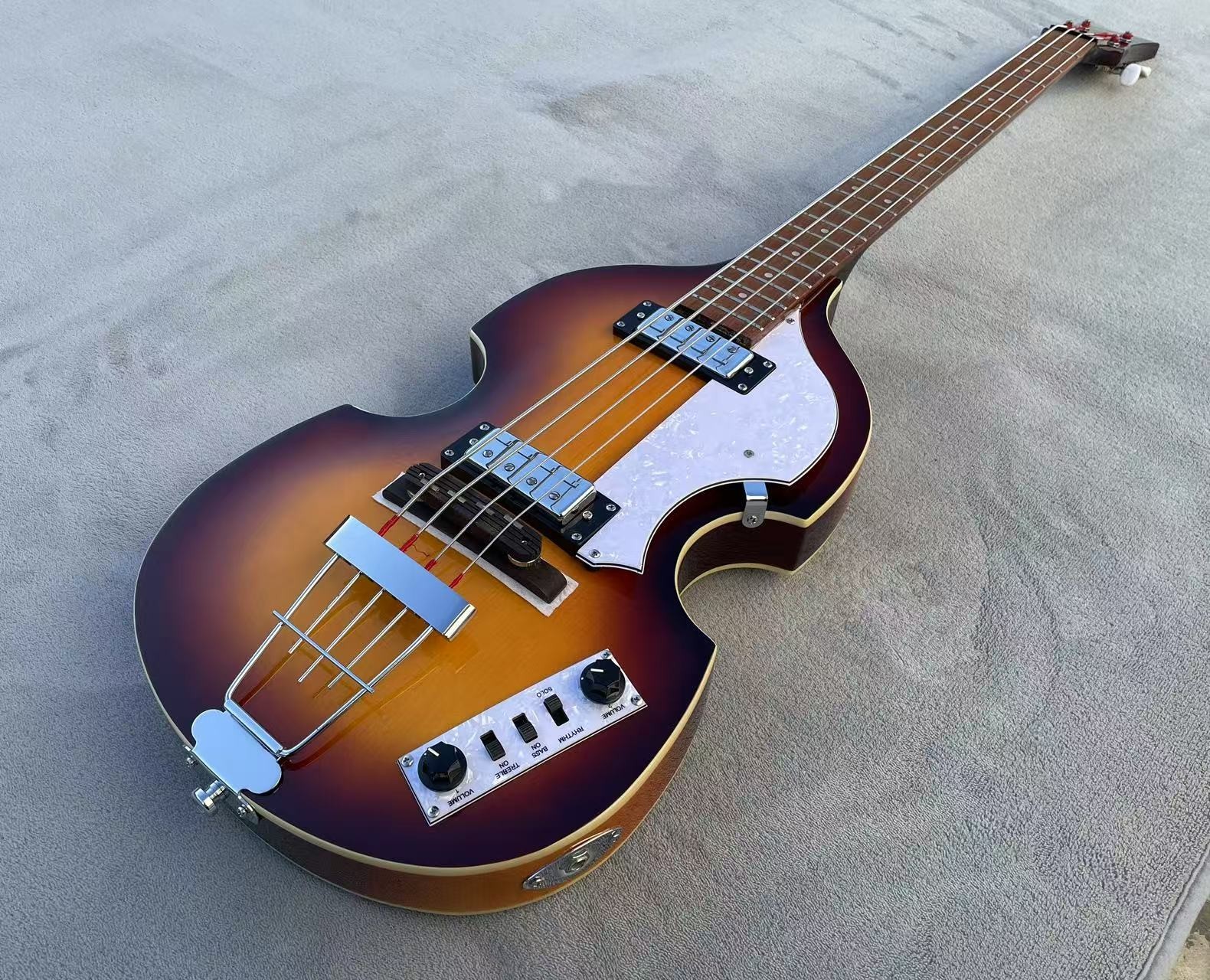 Flaws 30" HI-BB Electric Violin Bass Guitar Semi-Hollowbody Glossy Finished