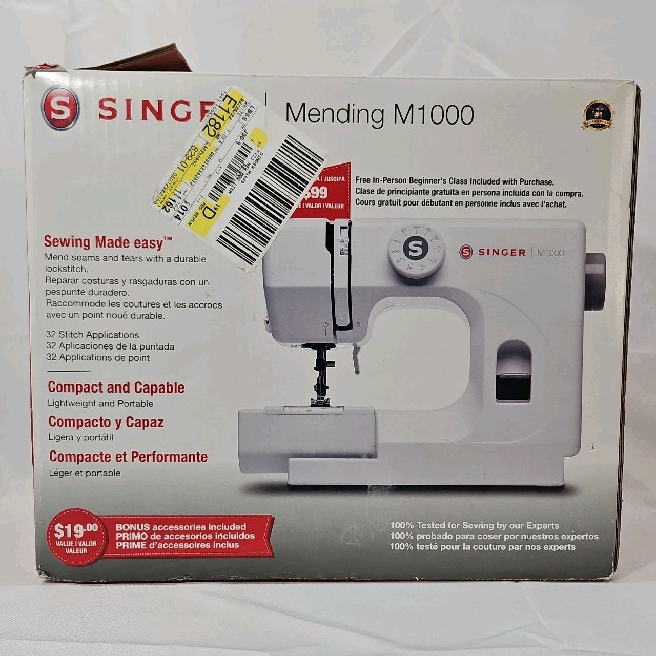 Singer Mending M1000 White Portable Sewing Machine FOR PARTS ONLY!